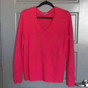 Halogen Pink V-Neck Cashmere Sweater